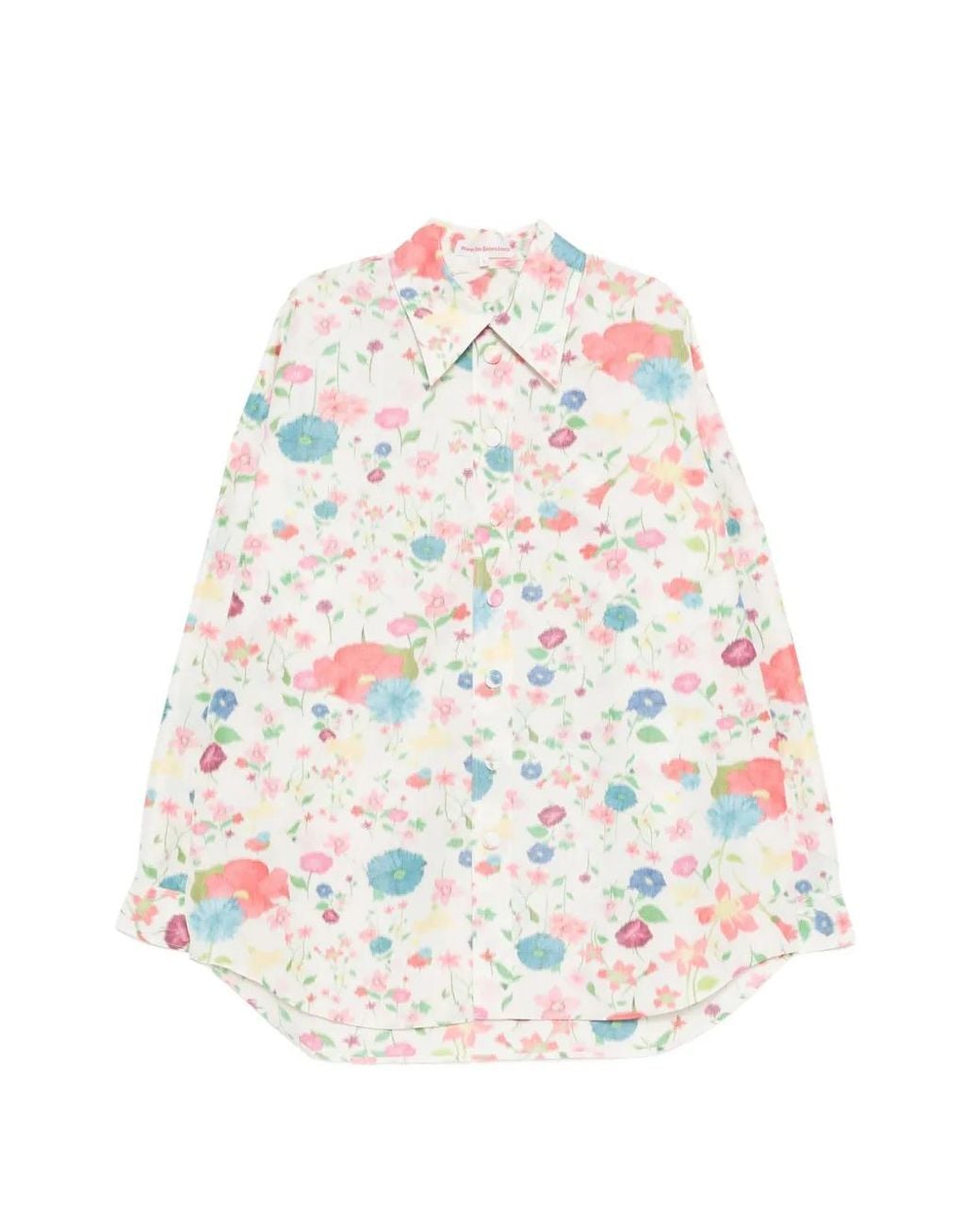 Walter Van Beirendonck White Floral-Print Long-Sleeve Shirt for men