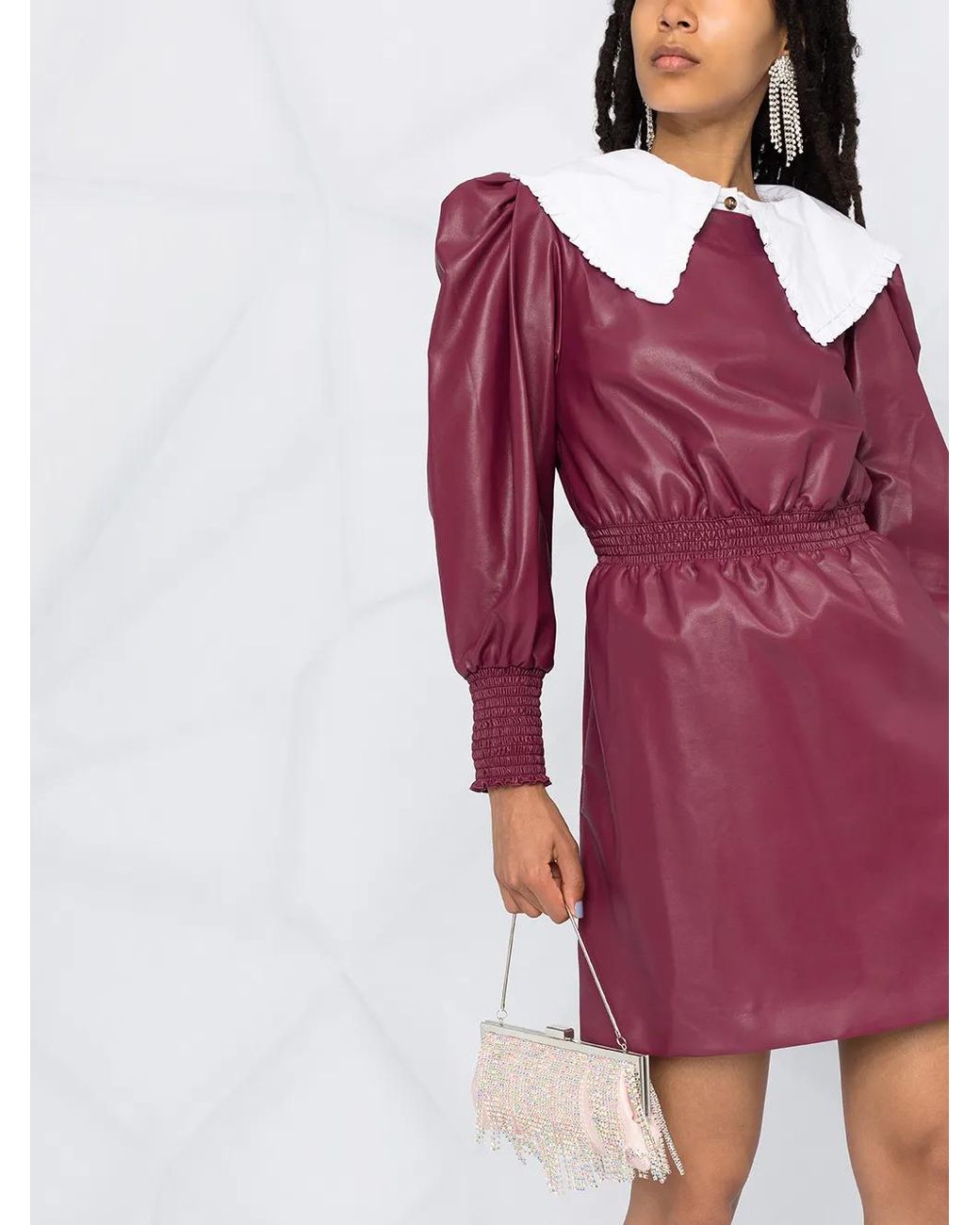Philosophy Di Lorenzo Serafini Purple Puffed-Sleeve Midi Dress