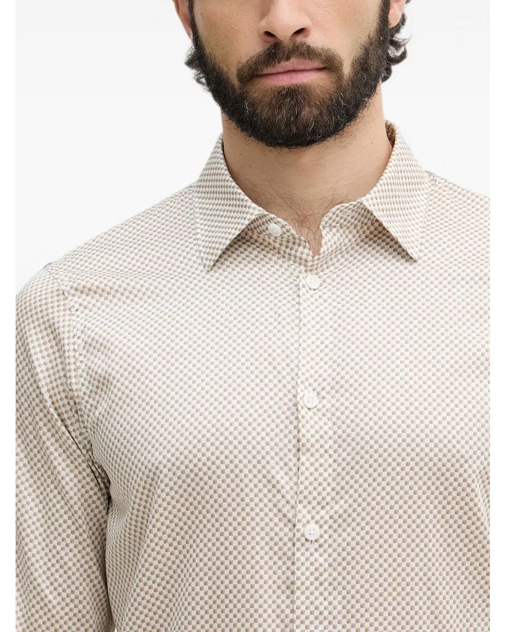 ARMANI EXCHANGE Natural Check-Print Long-Sleeve Shirt for men