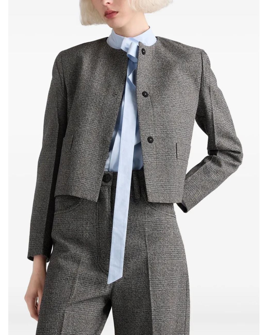 Prada Princes Of Wales Jack Met Enkele Rij Knopen in het Gray