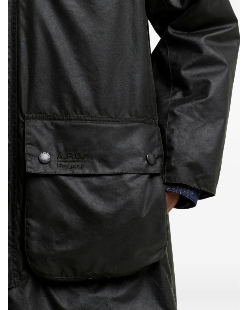 Barbour Black Waxed-Cotton Corduroy-Collar Coat for men