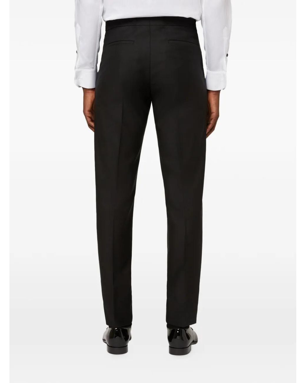 Boggi Black Stretch Wool Dinner Suit Trousers for men