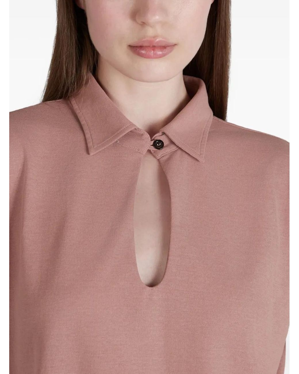 Zanone Pink Keyhole Polo Top