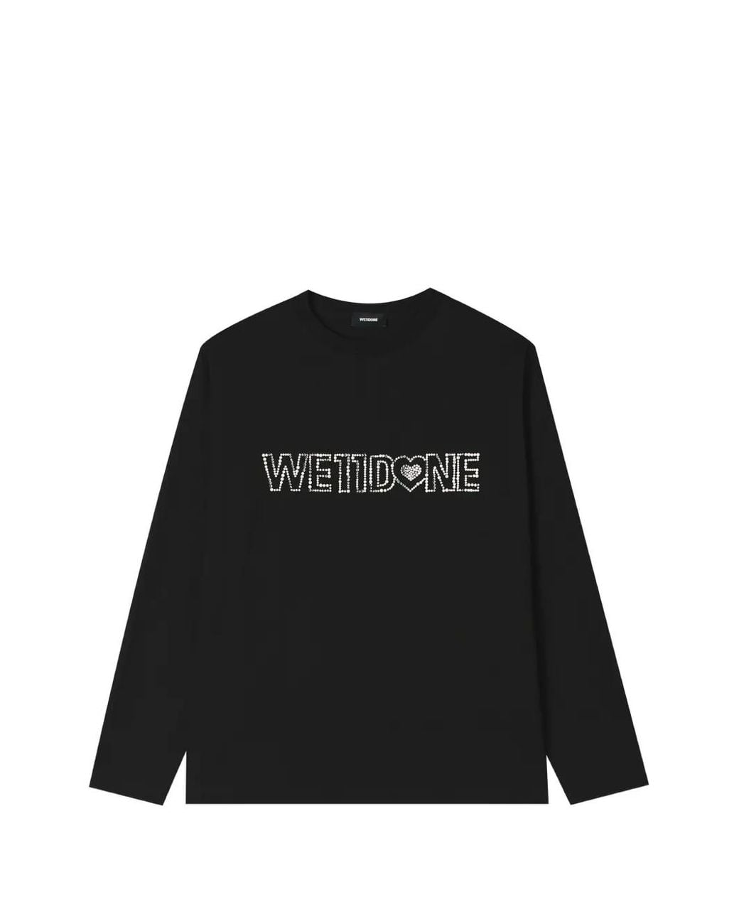 we11done Black Crystal-Embellished Long-Sleeve T-Shirt