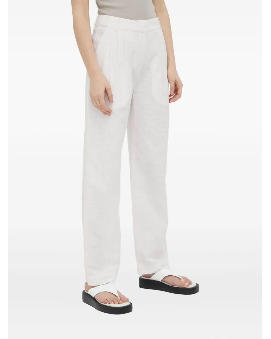 Samsøe & Samsøe White Pantalon À Design Plissé