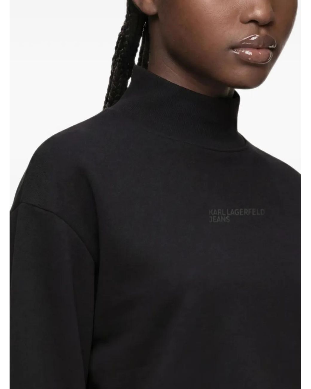 Karl Lagerfeld Black Open-Back Turtleneck Sweatshirt