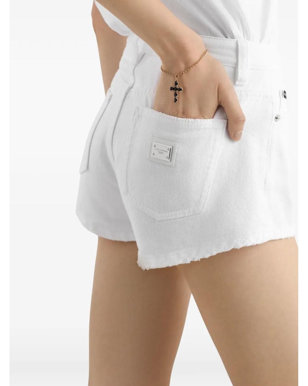 Dolce & Gabbana White Frayed Shorts