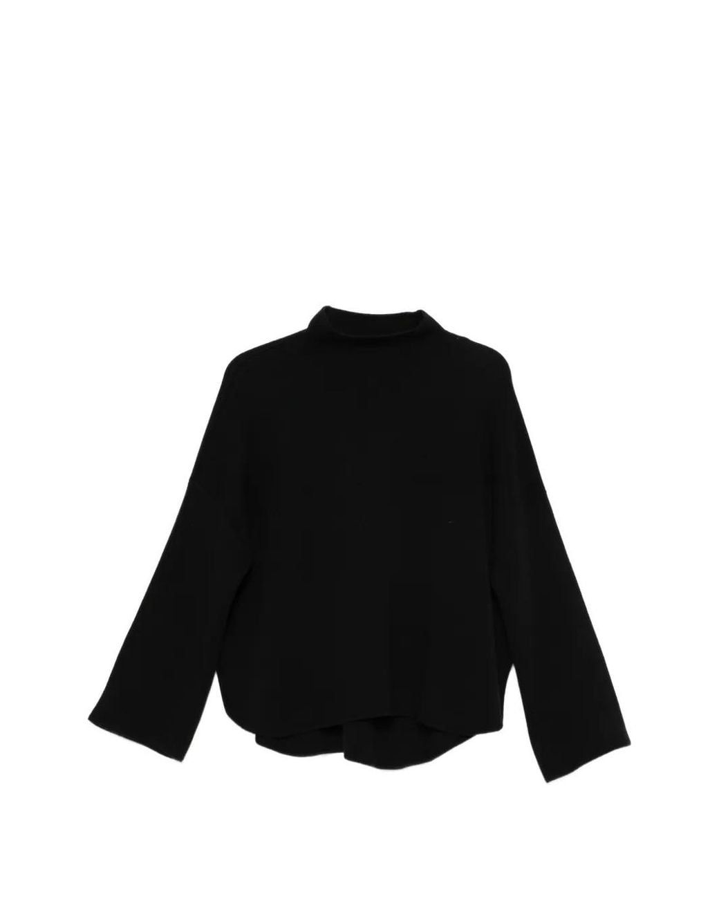 Allude Black High-Neck Wide-Sleeve Sweater
