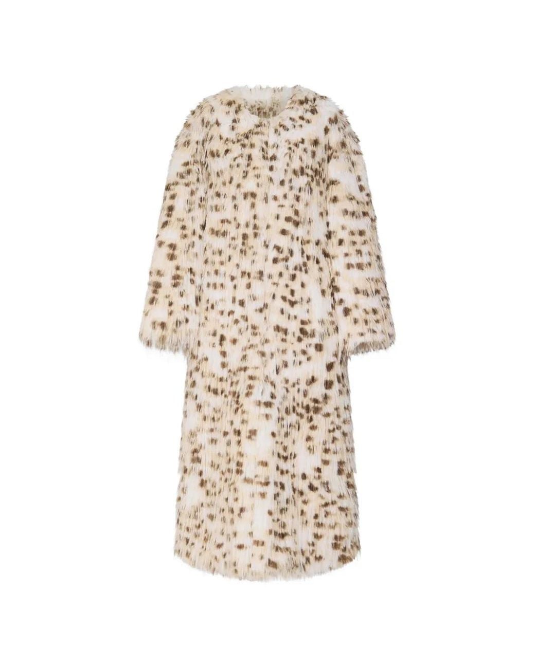 Loulou de Saison White Eya Animal-Print Faux-Fur Coat