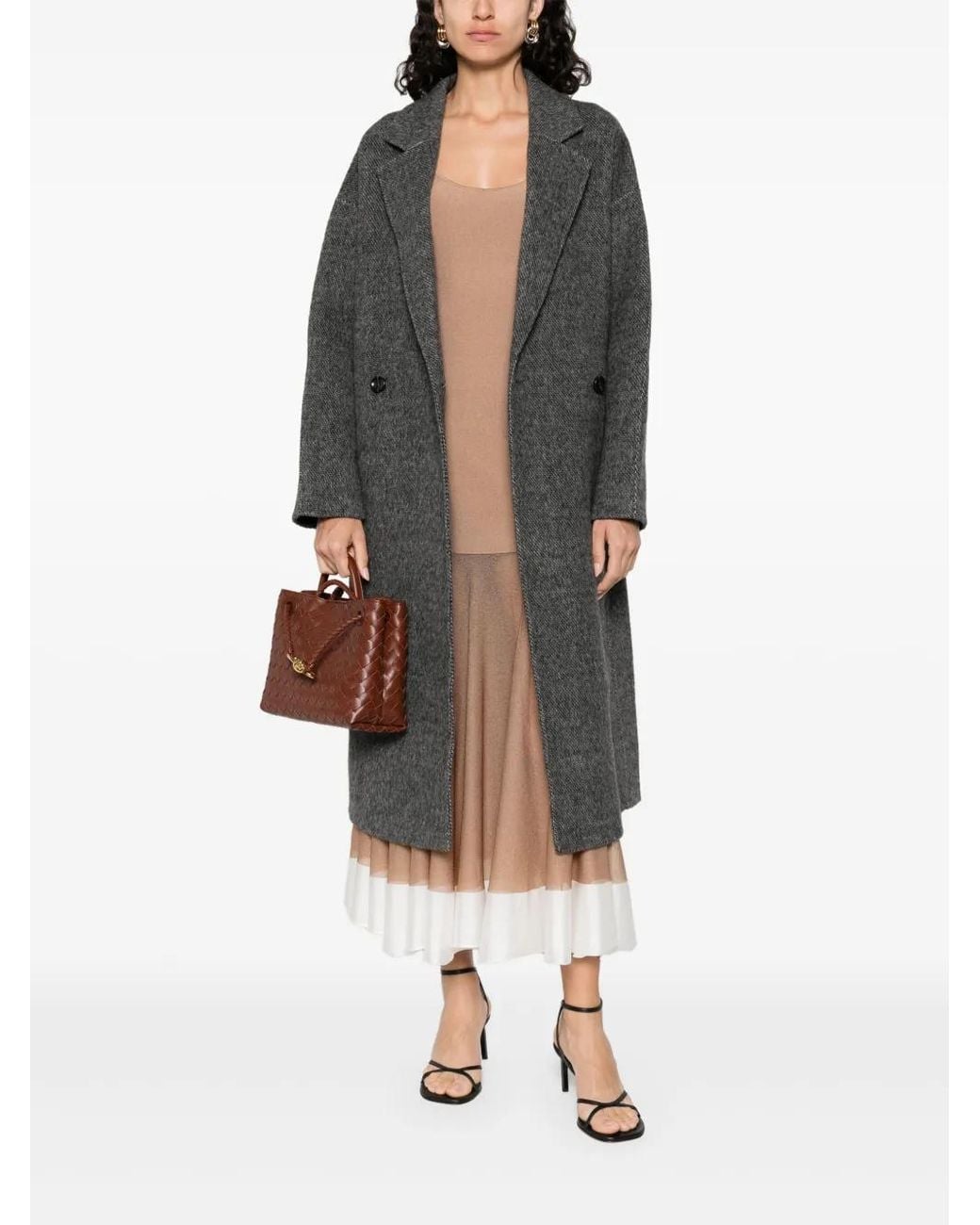 Soft Goat Gray Herringbone Coat