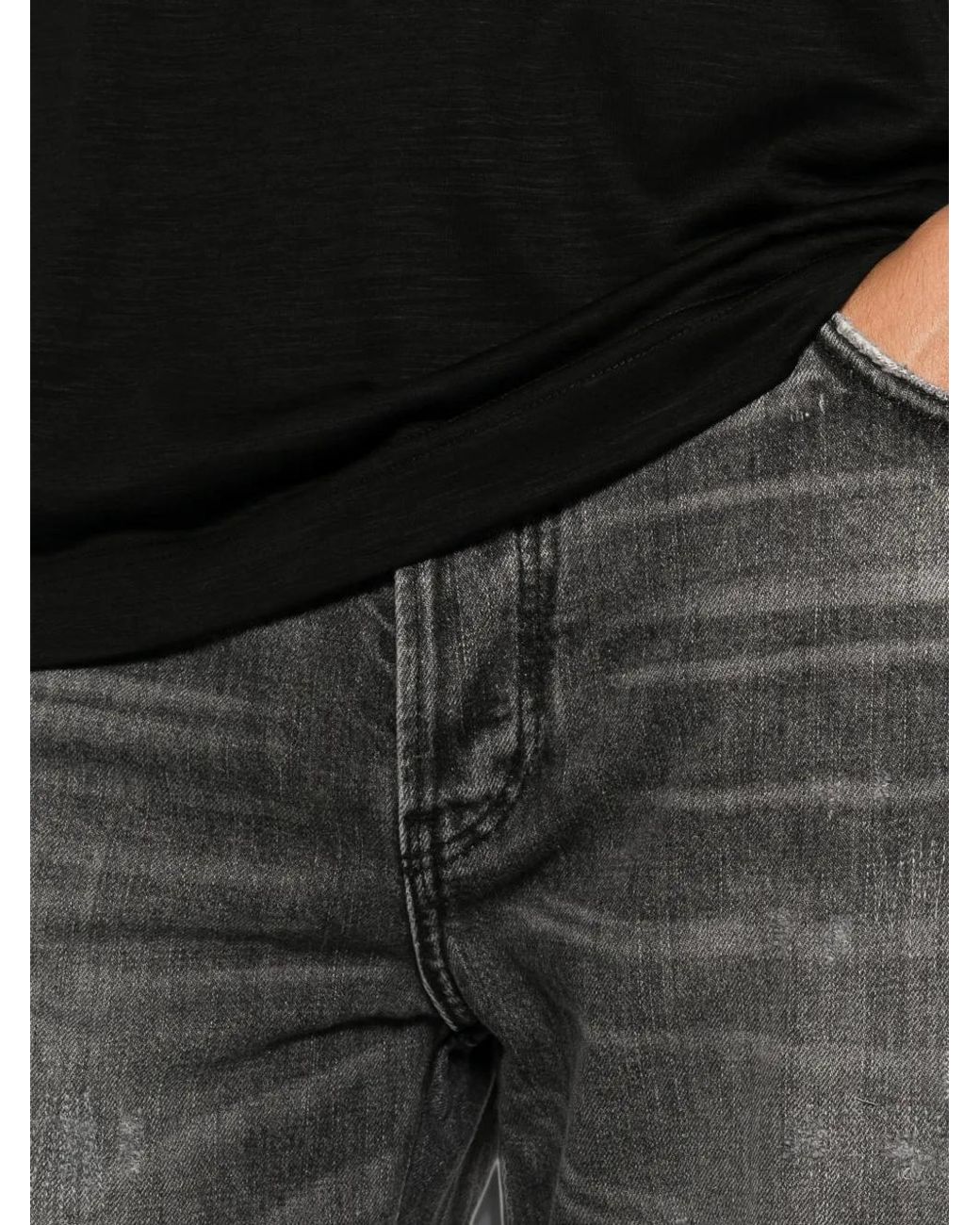 Emporio Armani Gray Distressed Faded-Effect Jeans for men