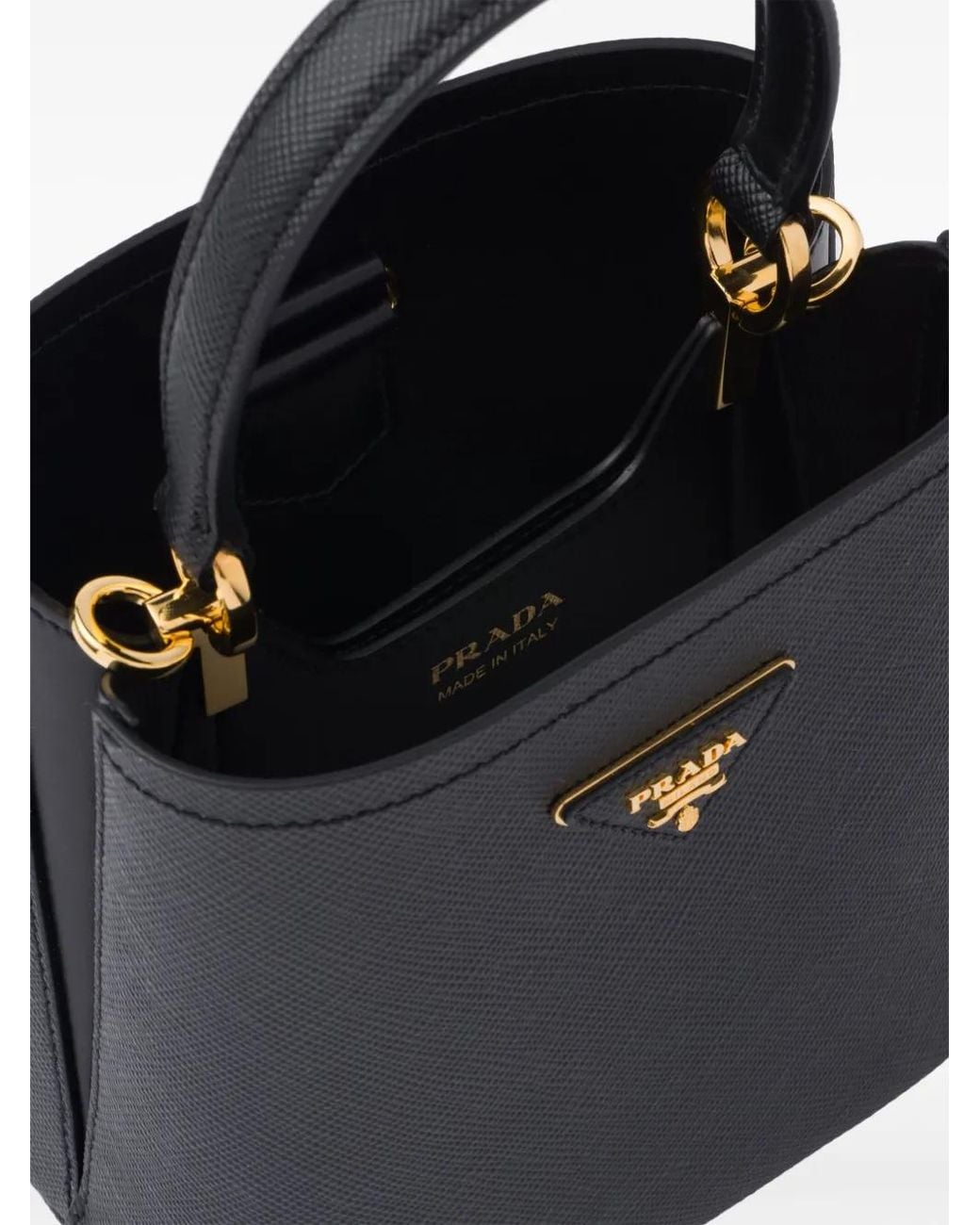 Prada Black Small Saffiano Leather Panier Bag