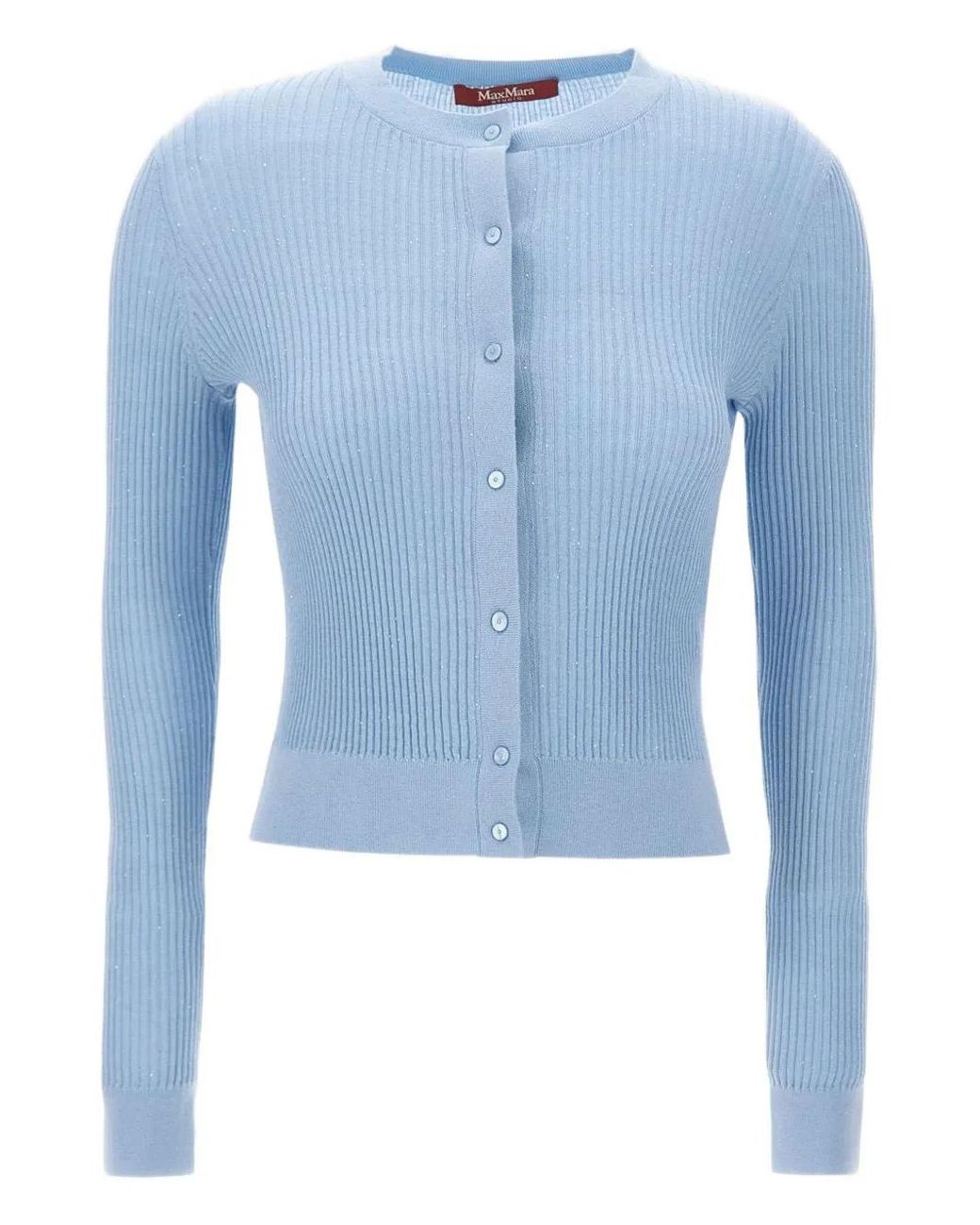 Max Mara Blue Sequin-Embellished Ribbed Cardigan