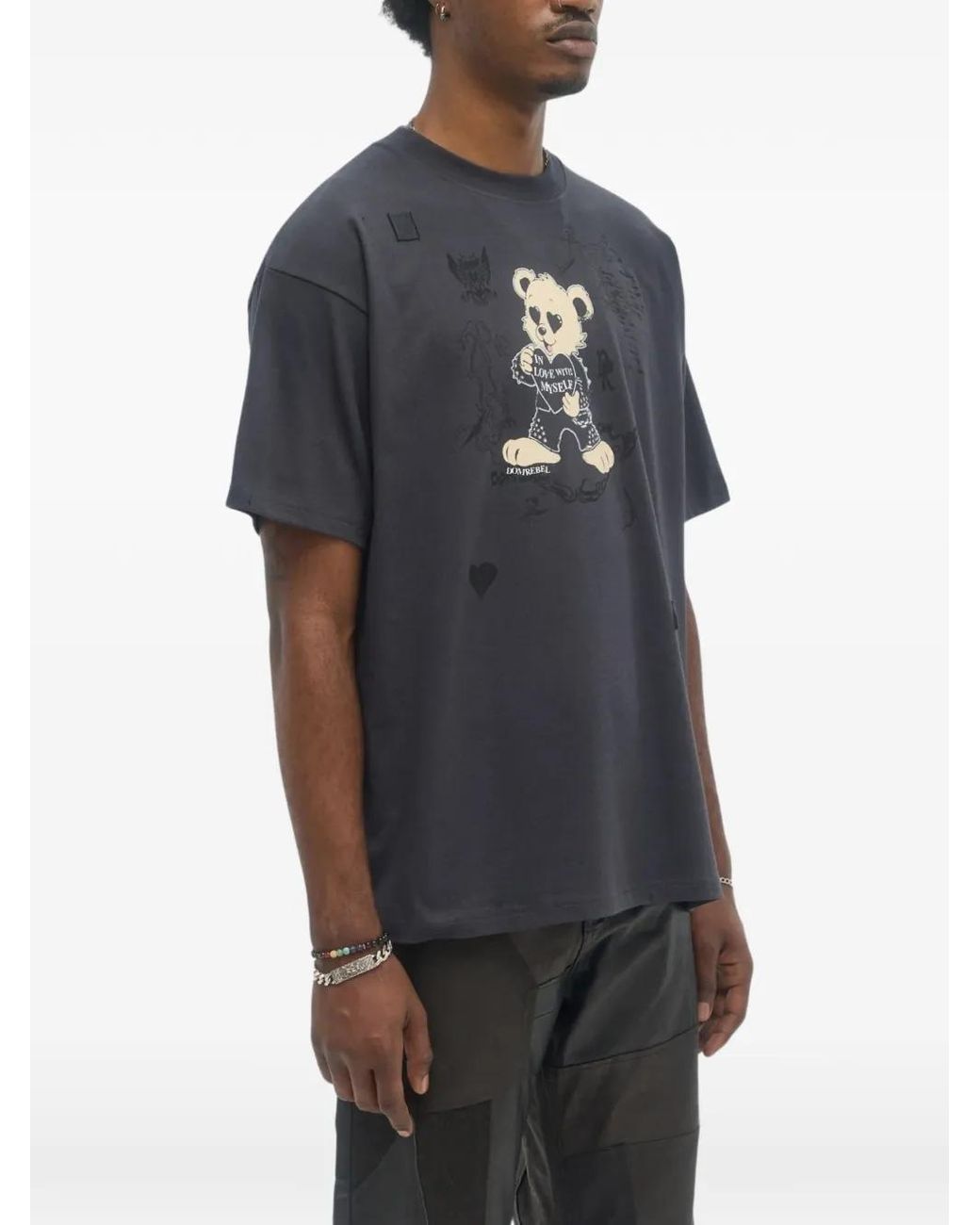 DOMREBEL Blue Moi Graphic T-Shirt for men