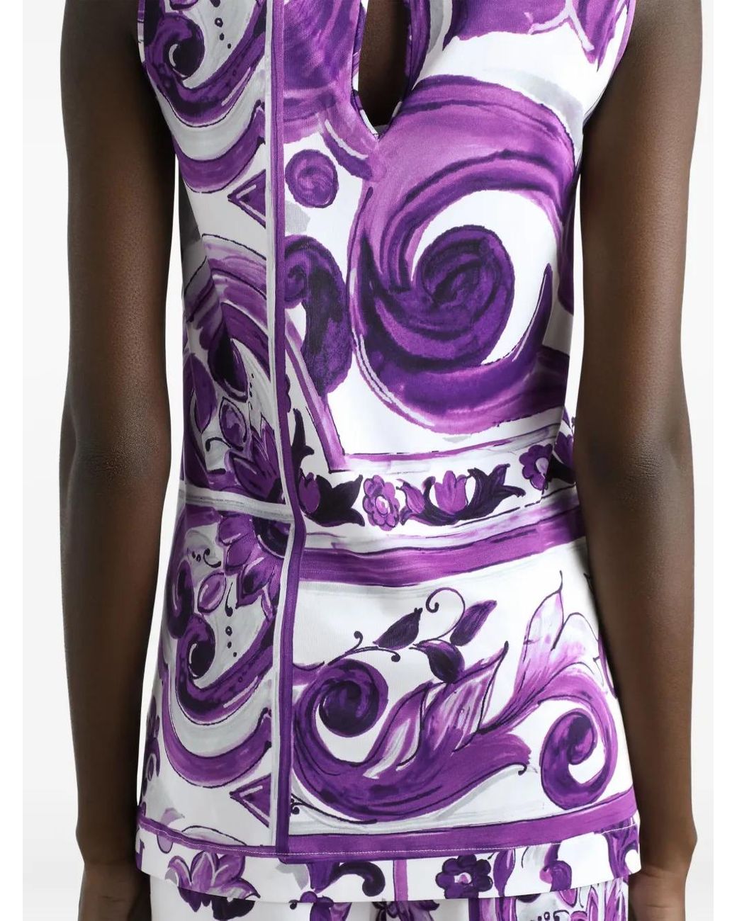 Dolce & Gabbana Purple Maiolica Print Tank Top
