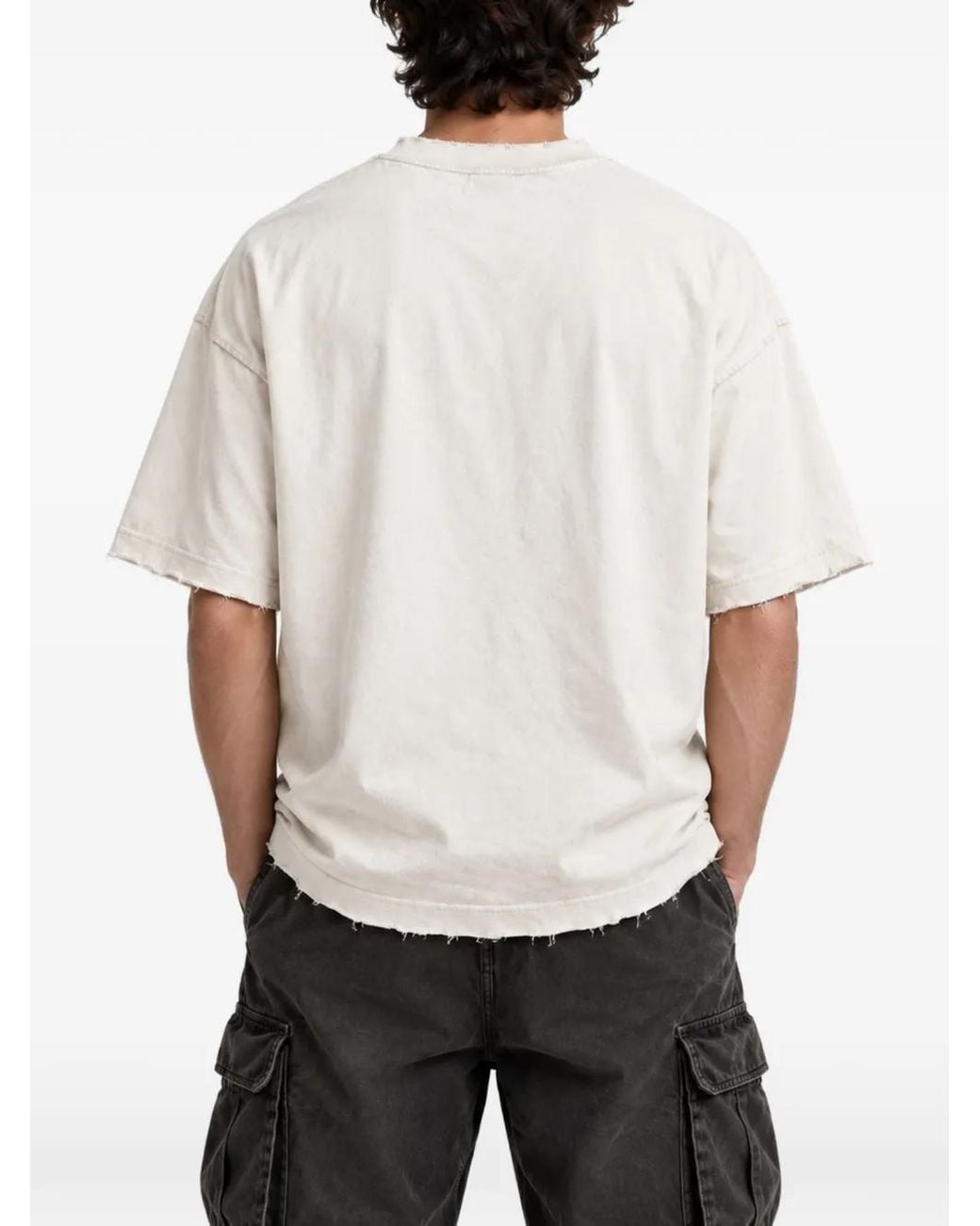 WARMAN White Graphic-Print Distressed T-Shirt for men