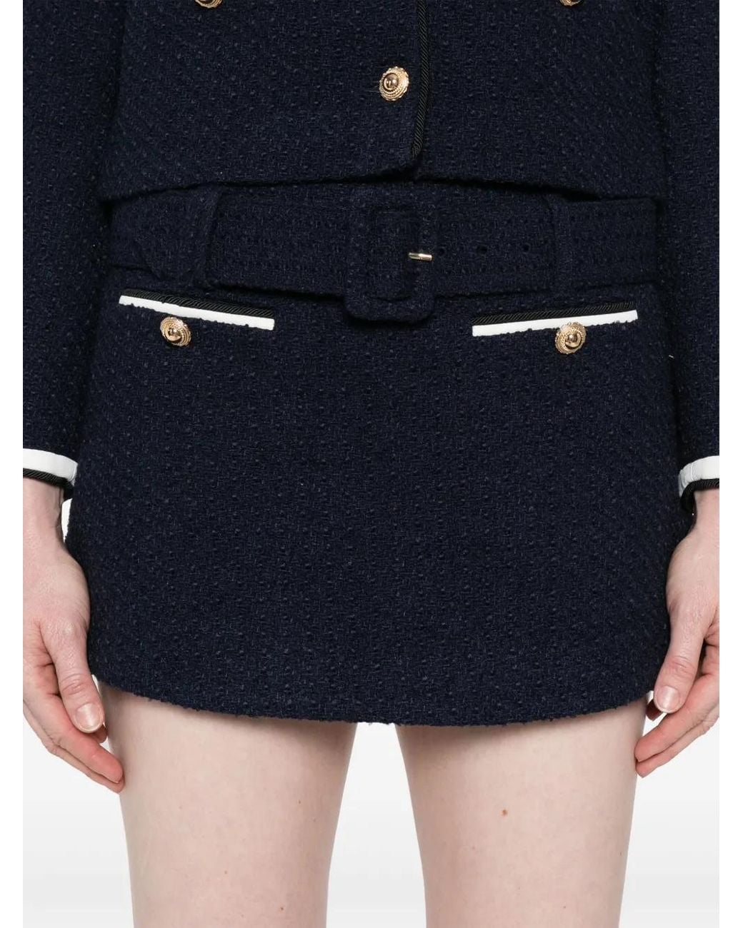 Self-Portrait Blue Bouclé Wool Skort