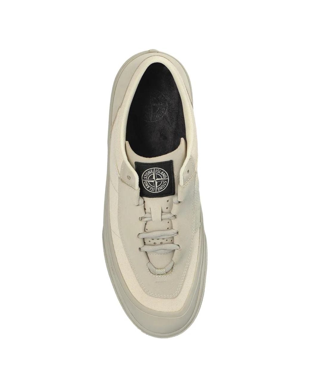 Stone Island White Sports Shoes With A Logo Patch for men