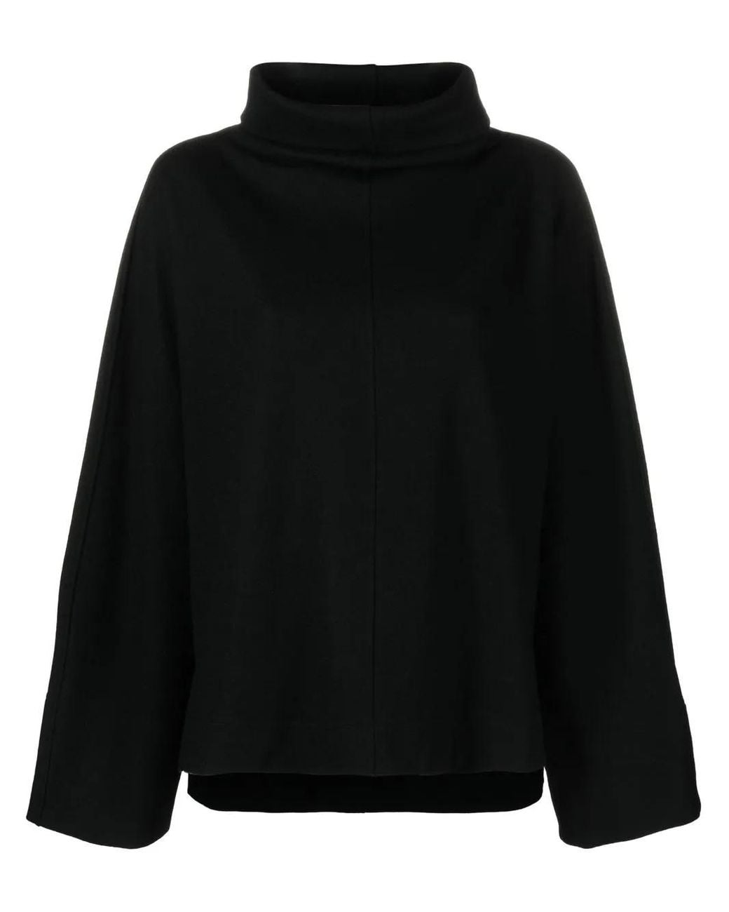 Issey Miyake Black Wool Flared Sleeve Mock Neck Sweater