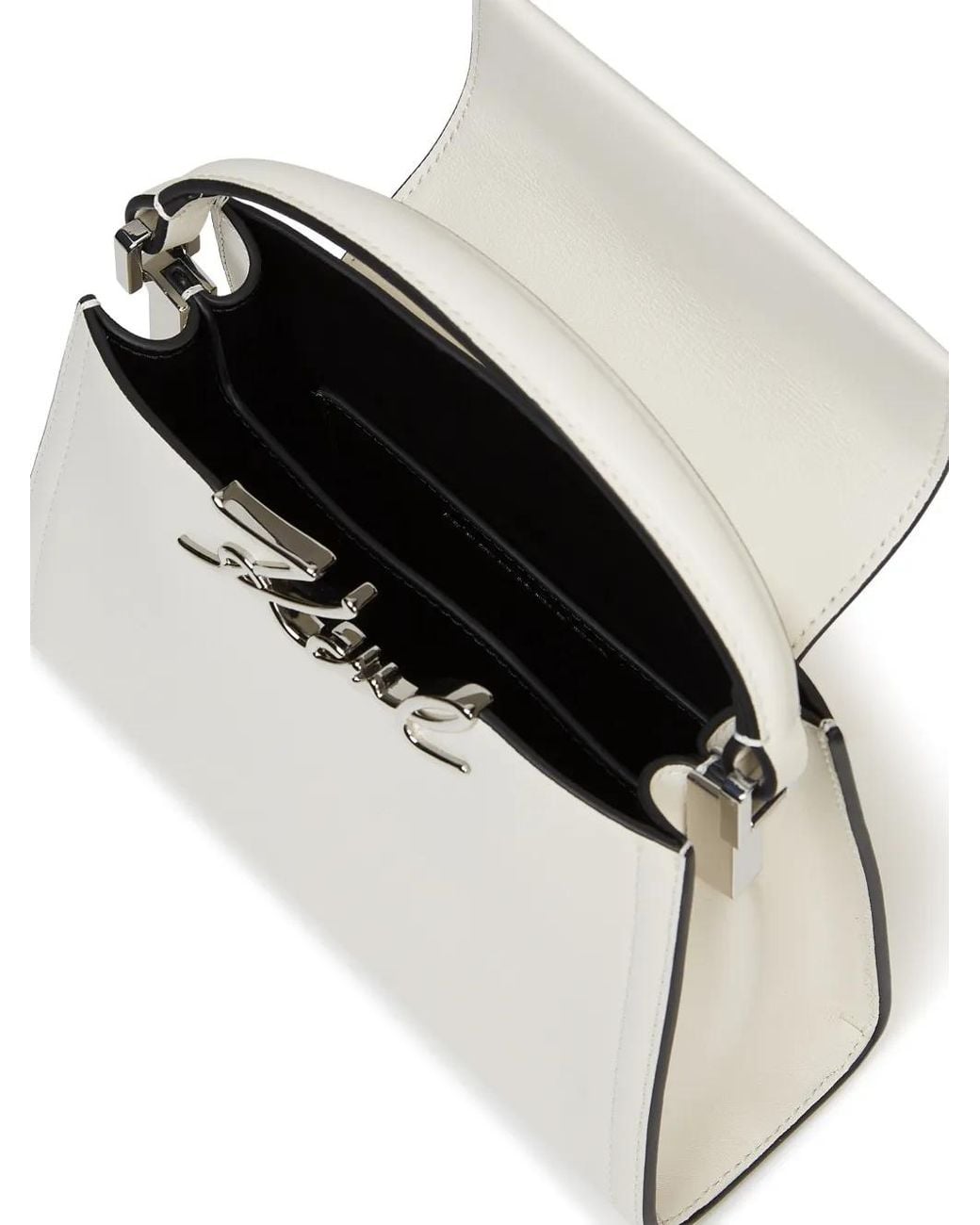 Karl Lagerfeld White K/Signature Top-Handle Crossbody Bag