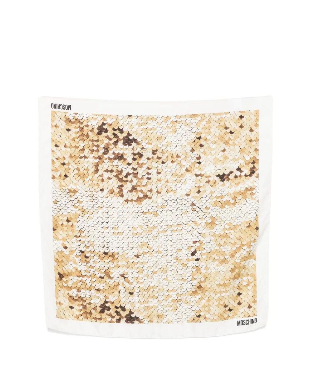 Moschino Natural Sequin-Print Silk Scarf