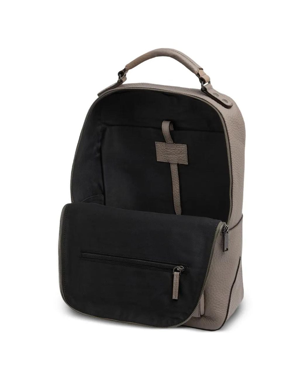 The Bridge Brown Grained Leather Backpack for men