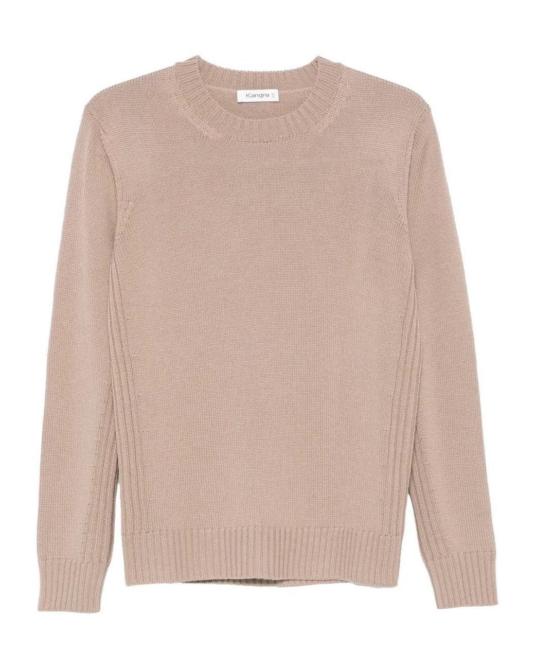 Kangra Natural Ribbed-Trim Crew-Neck Sweater for men