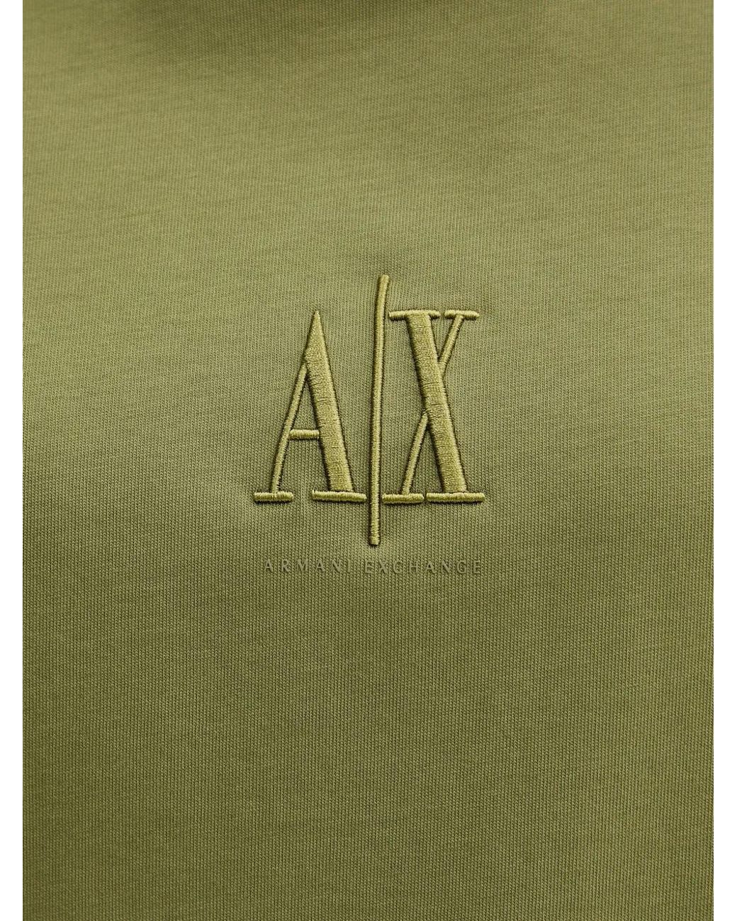 ARMANI EXCHANGE Green Logo-Embroidered T-Shirt