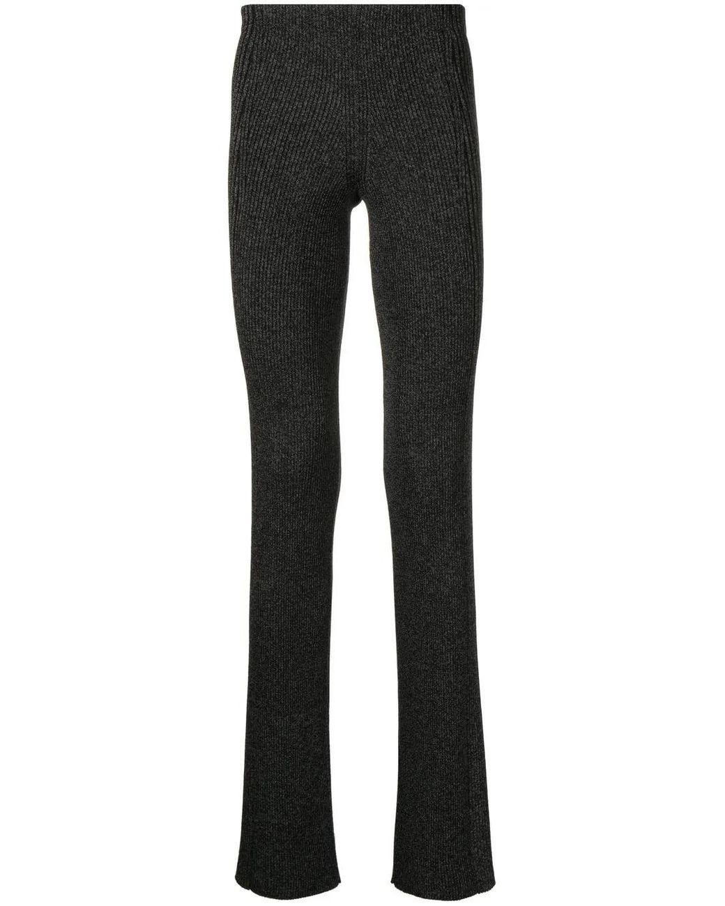 Dion Lee Black Marl-Knit Ribbed Flared Trousers