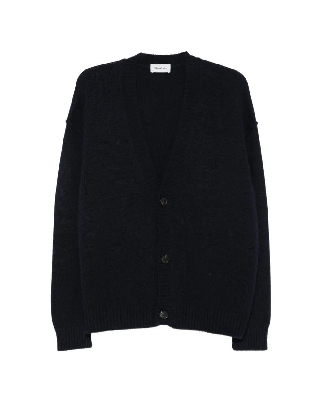 Diana Studio Black V-Neck Ribbed-Trim Cardigan for men