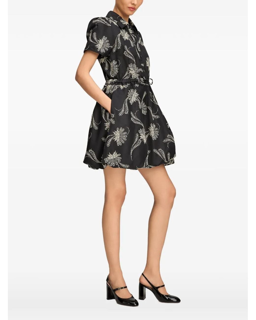 Cinq À Sept Black Ophelie Paisley Fan Mini Dress