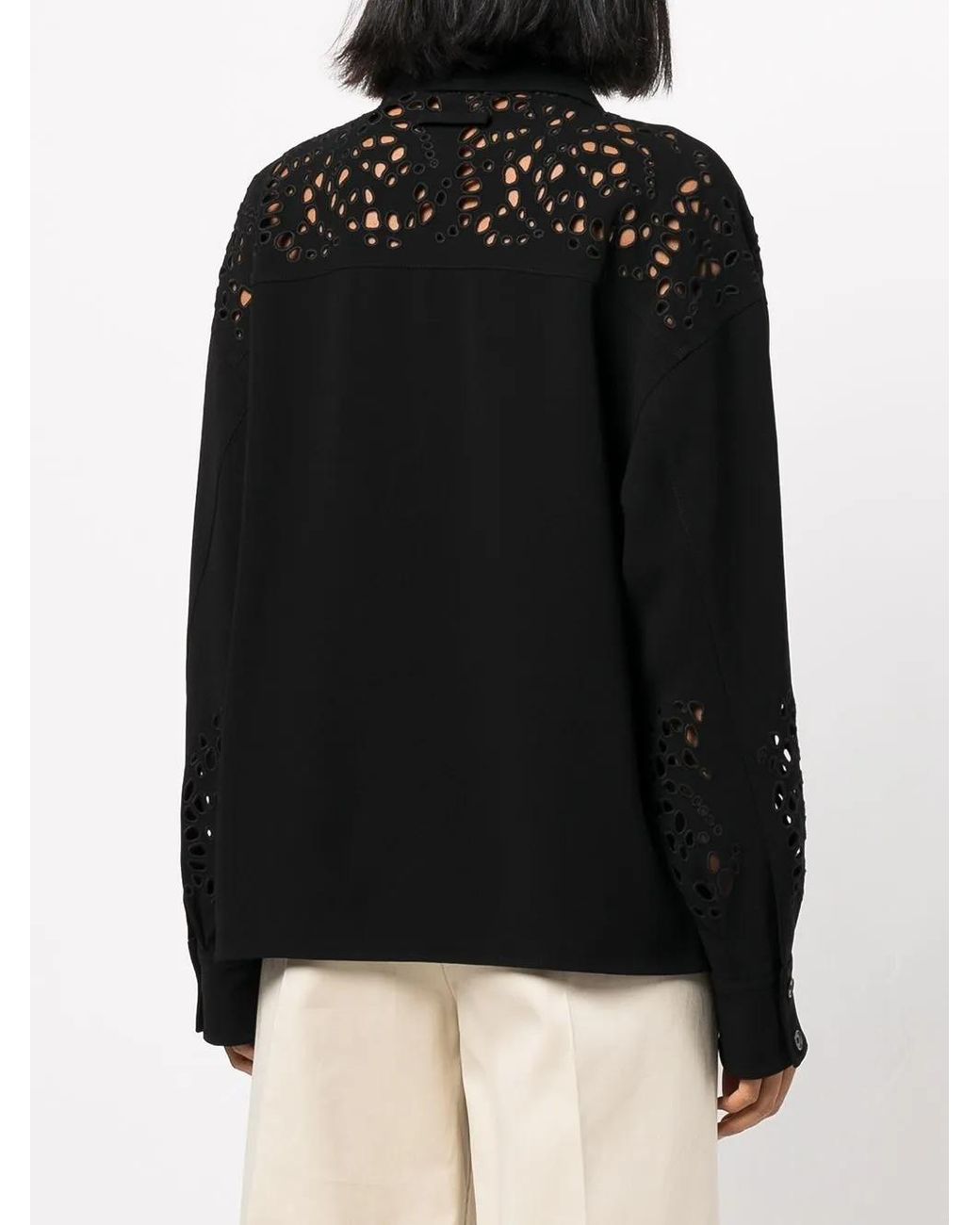 Proenza Schouler Black Broderie Anglaise Crepe Shirt