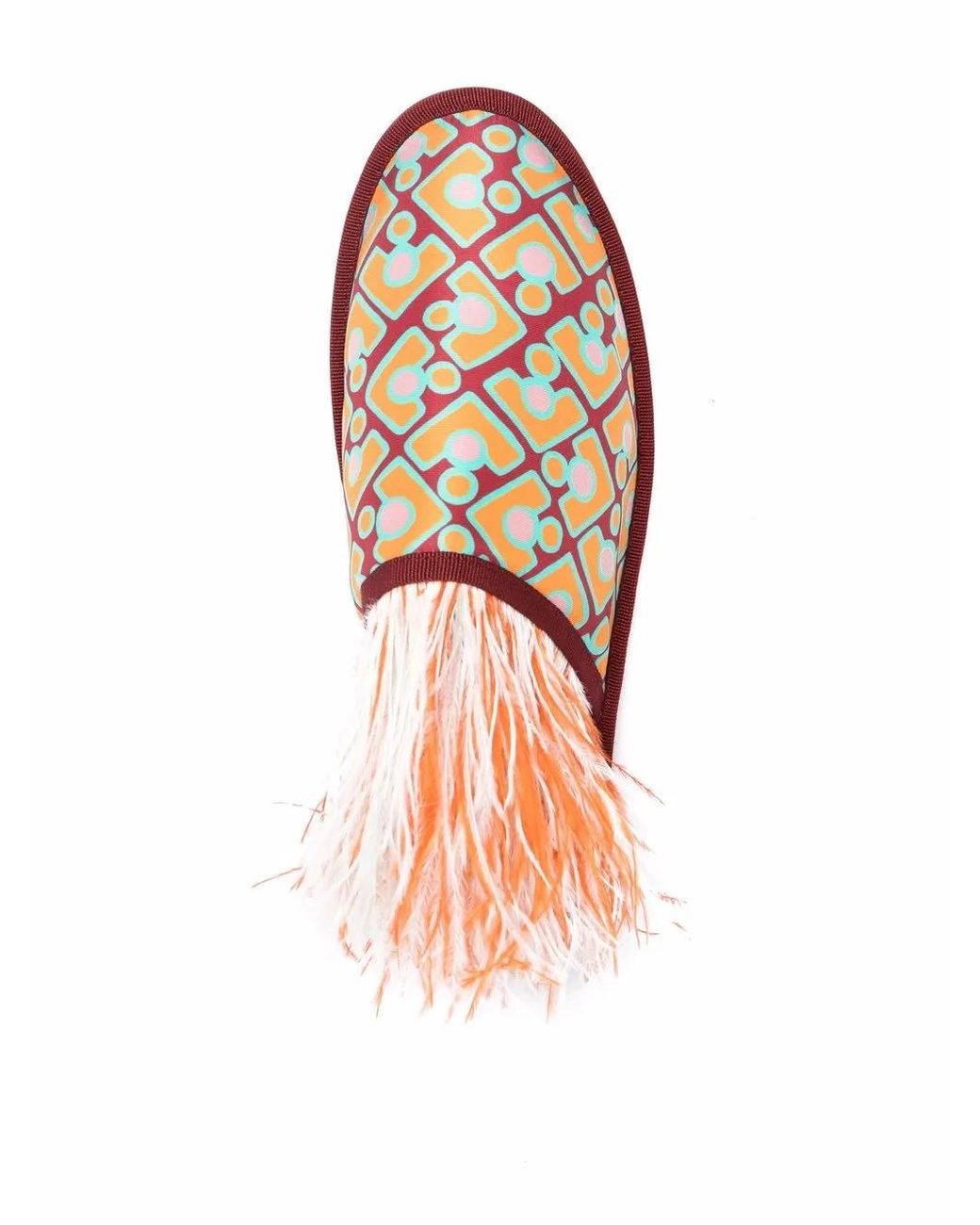 LaDoubleJ Pink Boudoir Feather-Trim Slippers