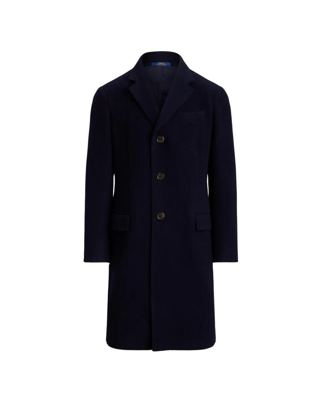 Polo Ralph Lauren Blue Button Melton Topcoat for men