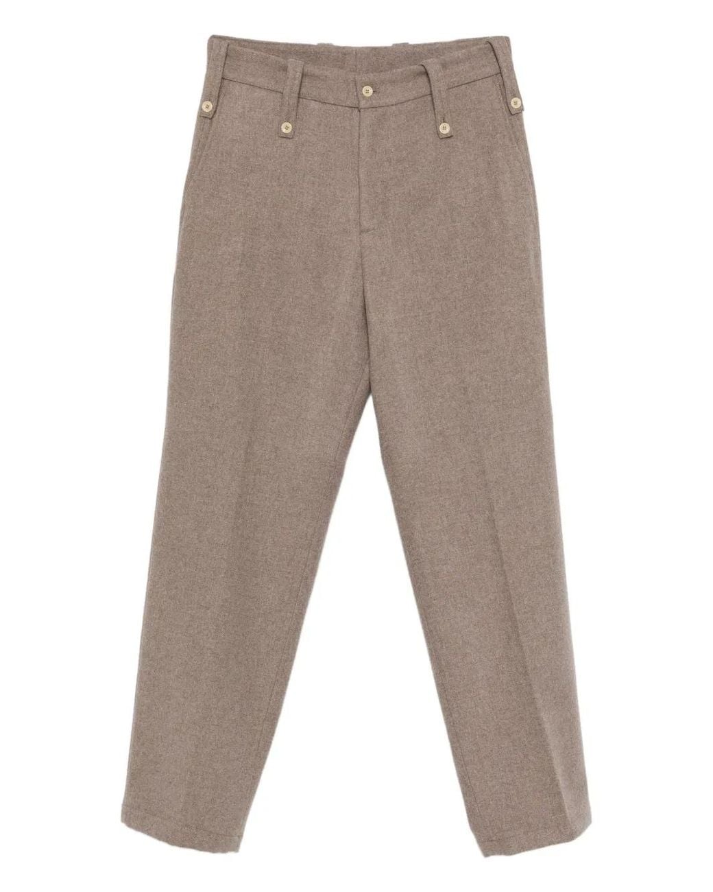 Paura Gray Kyros Button-Fastening Trousers for men