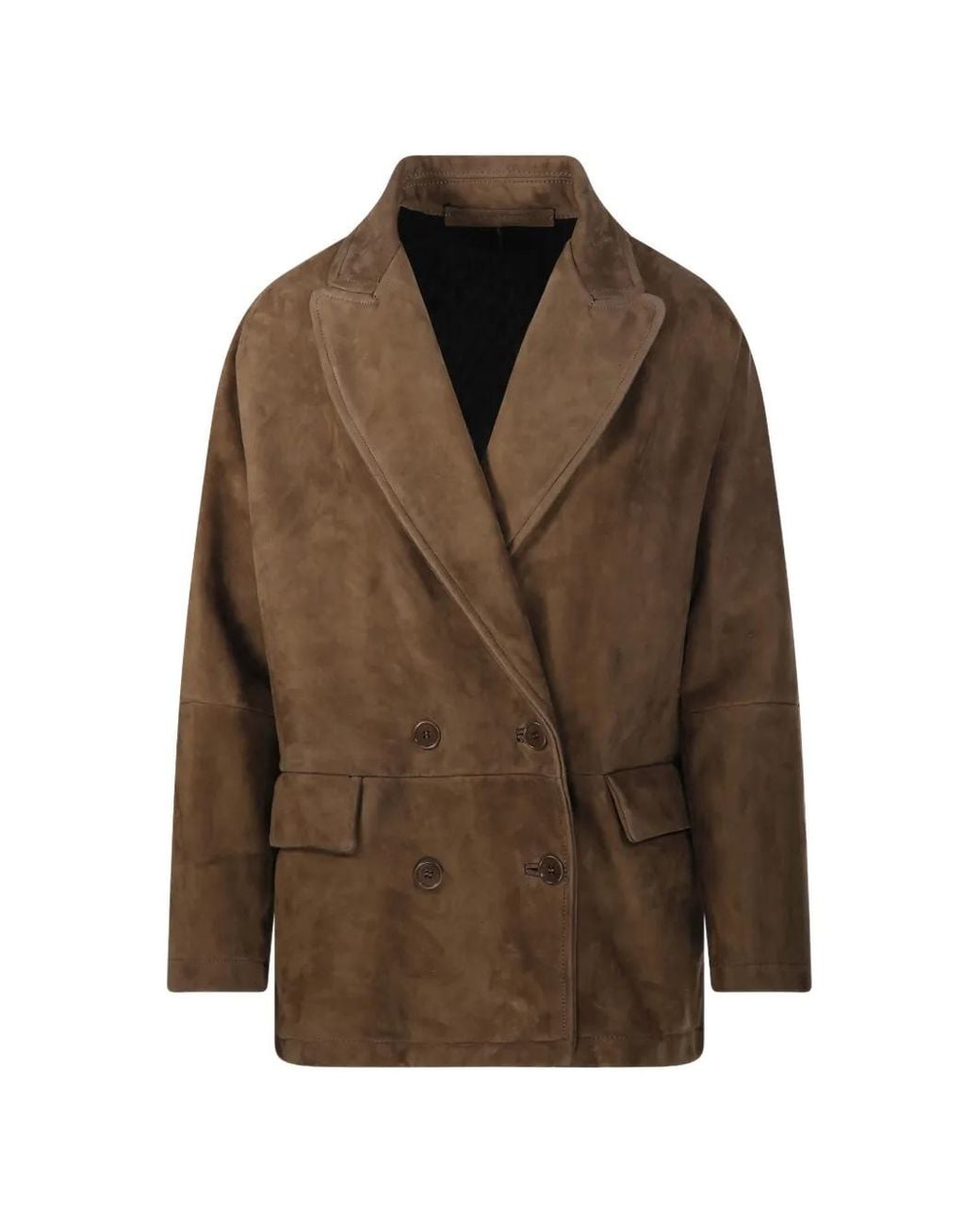 Salvatore Santoro Brown Double-Breasted Suede Blazer