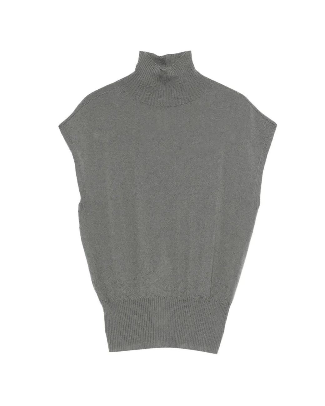 Rick Owens Gray Turtleneck Sleeveless Top
