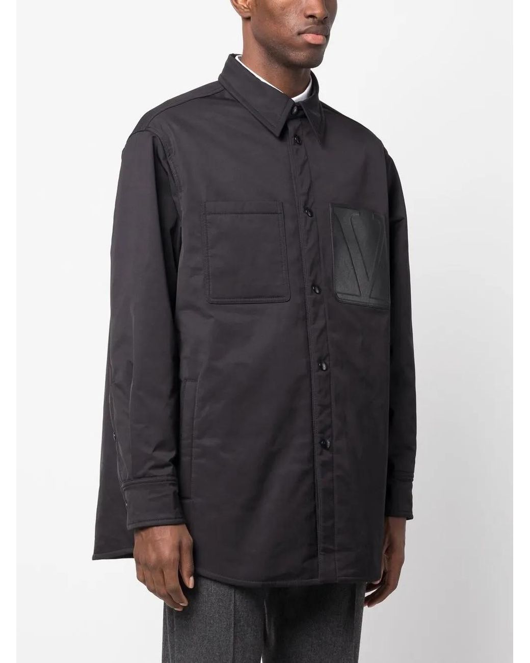 Valentino Garavani Black Logo-Patch Jacket for men