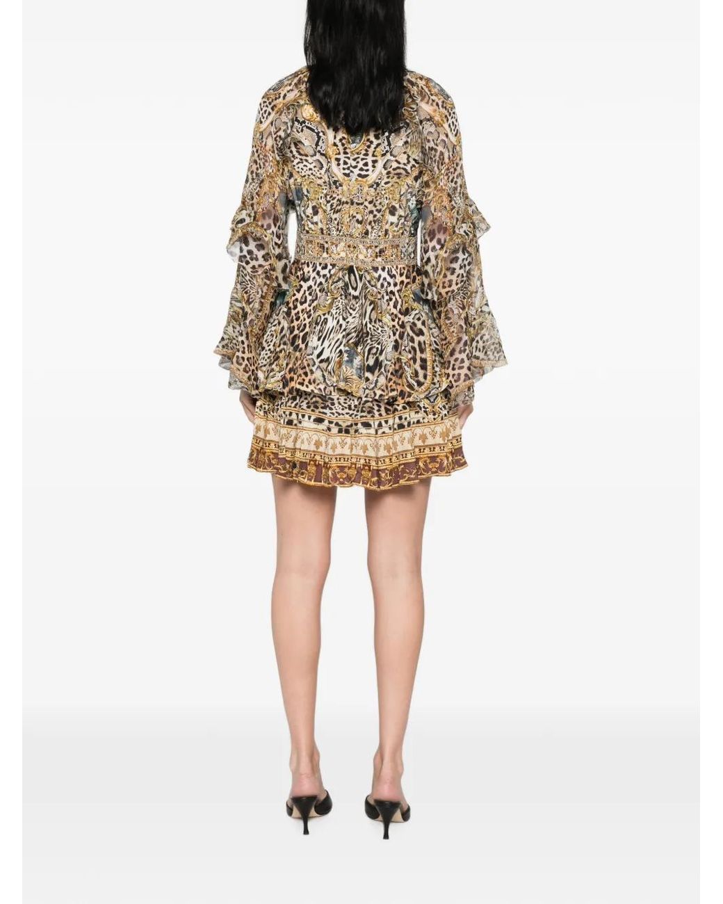 Camilla Natural Ruffled Silk Mini Dress