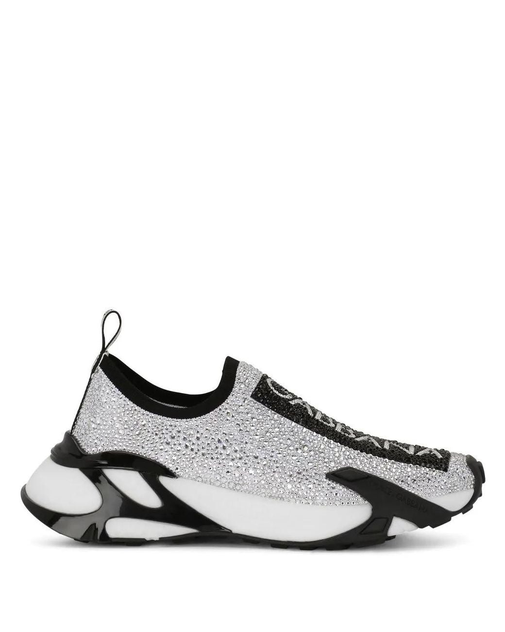 Dolce & Gabbana White Fast Sneakers With Fusible Rhinestones