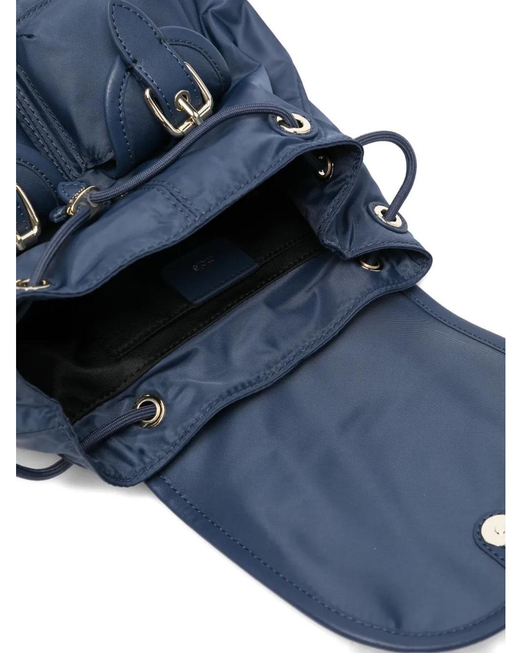 Maje Blue Mini Leather And Nylon Backpack