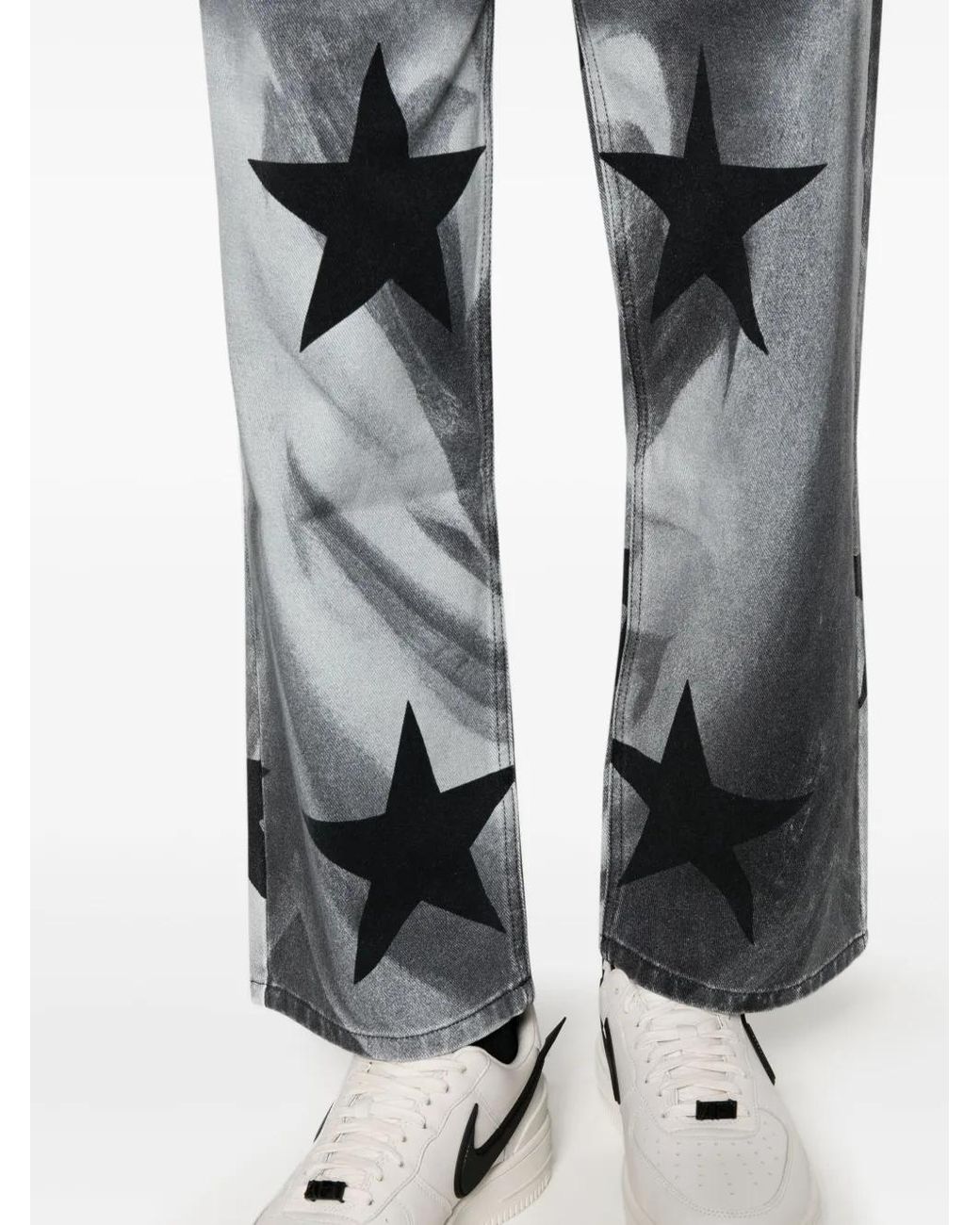 Liberal Youth Ministry Gray Photograph-Print Cotton Cropped Jeans for men