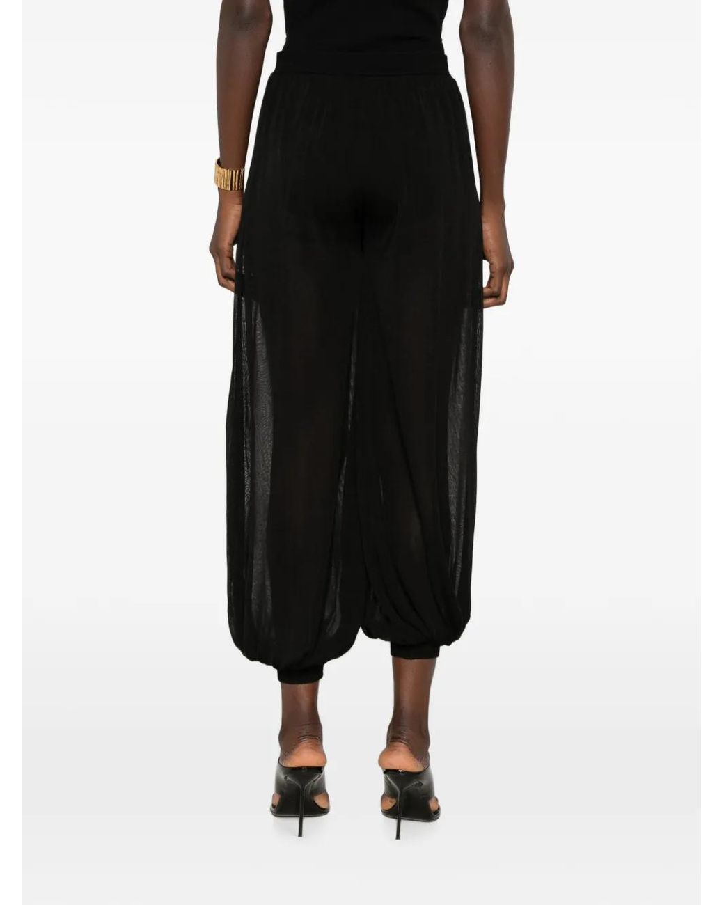 Jonathan Simkhai Black Pantalon À Effet De Transparence Et Revers