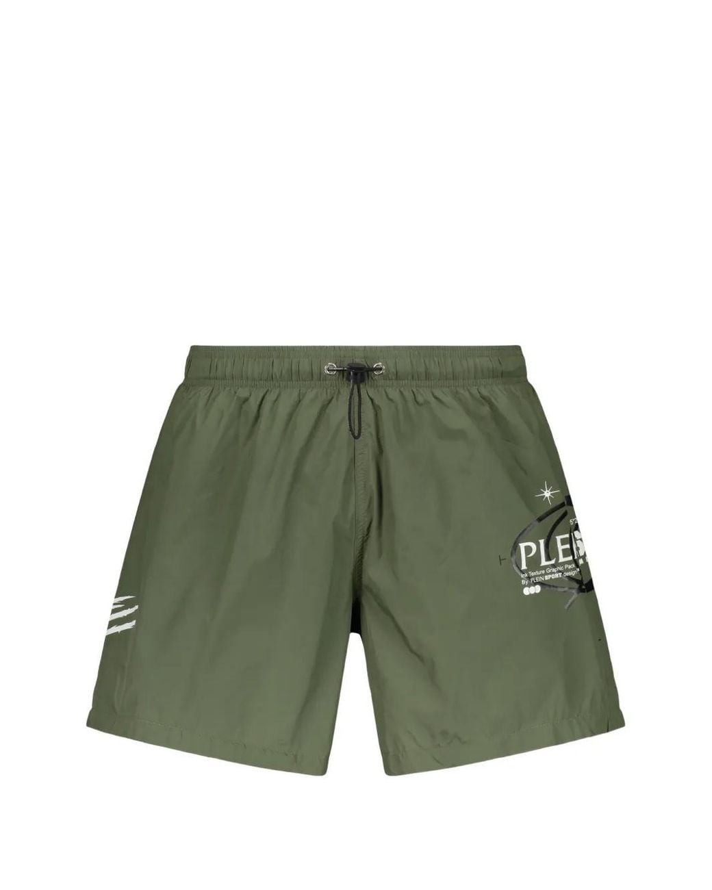 Philipp Plein Green Logo-Print Drawstring Swim Shorts for men