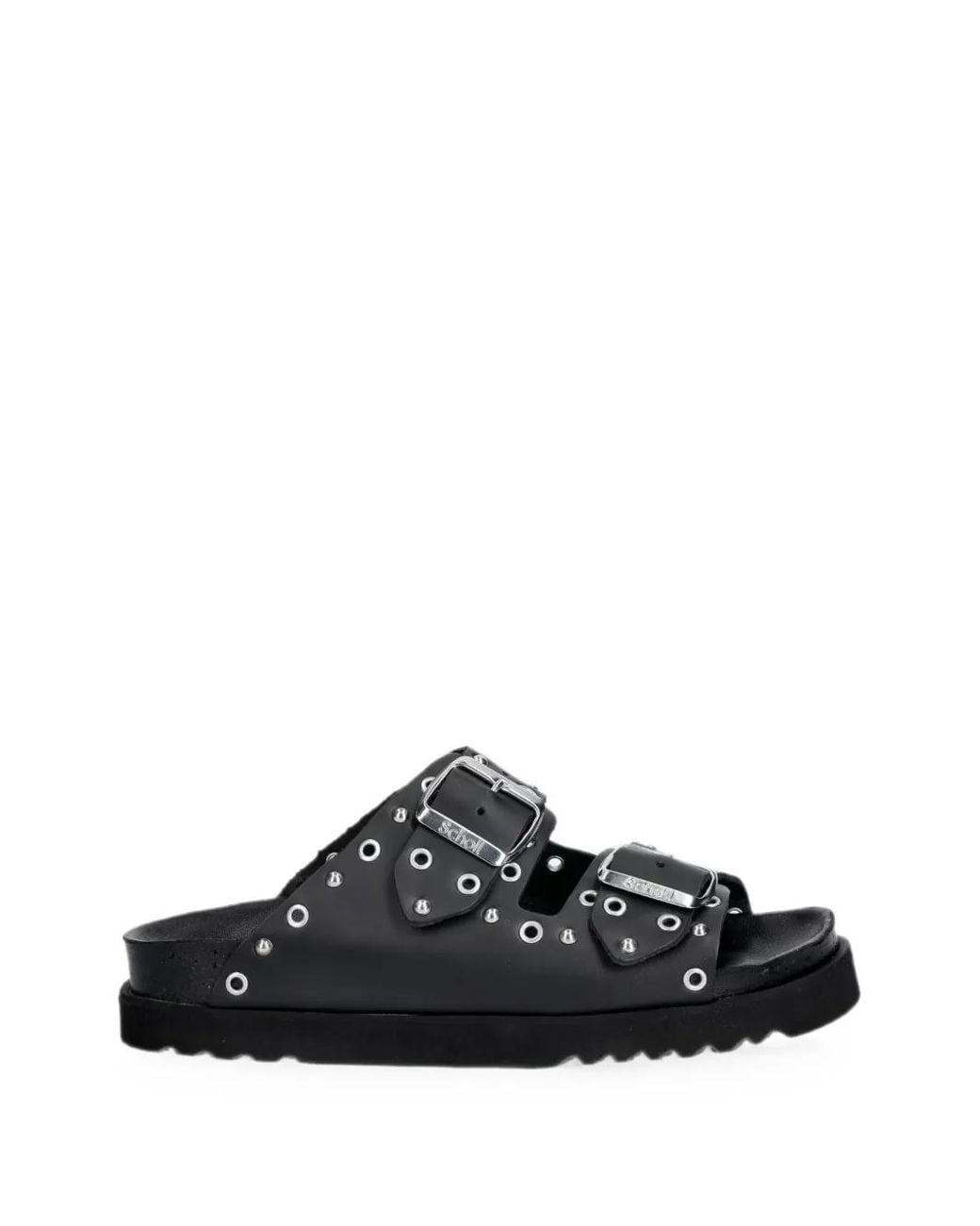 Scholl Black Beatriz Ring Eyelet-Embellished Studded Slides