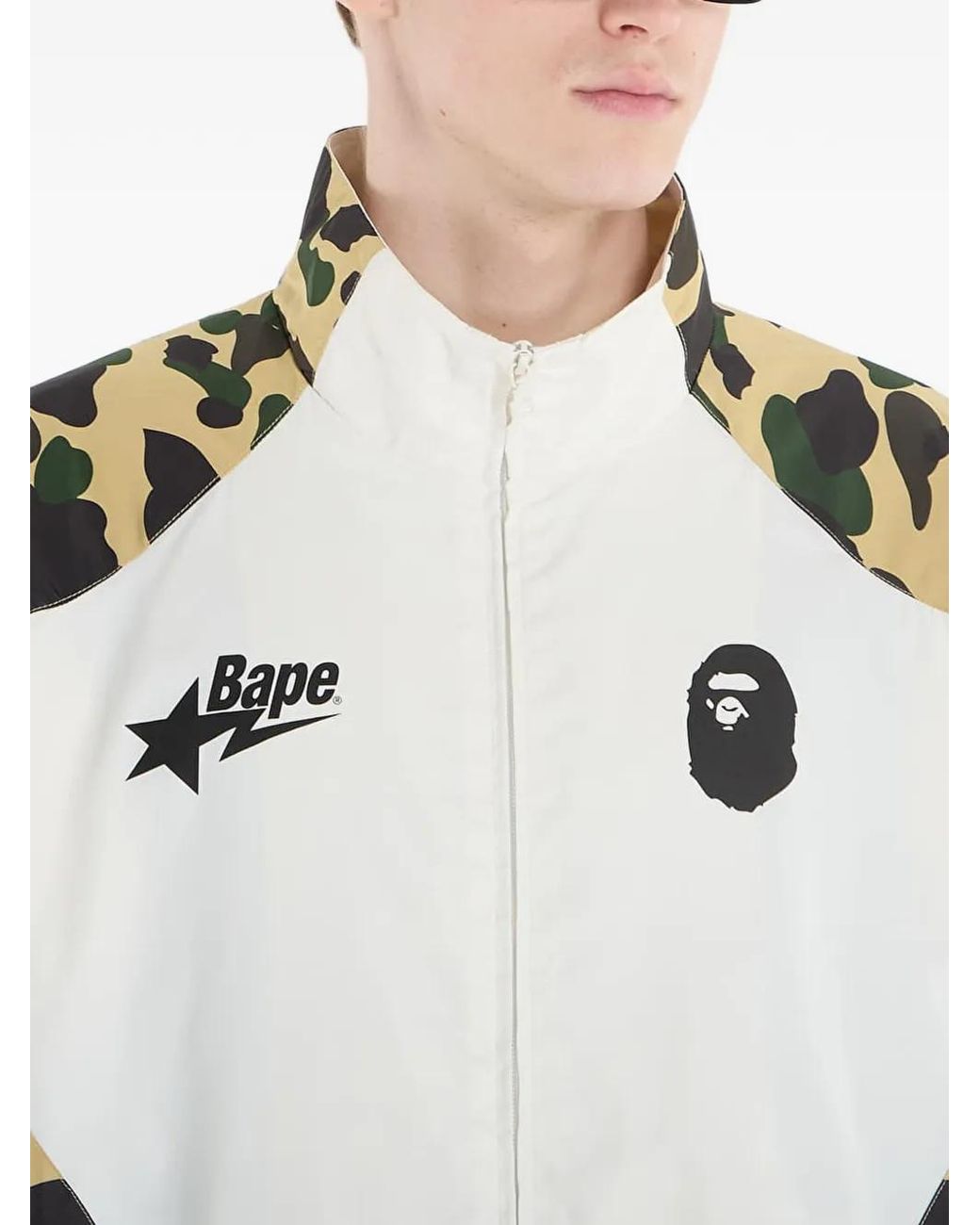 A Bathing Ape White 1St Camo Stand-Collar Track Jacket