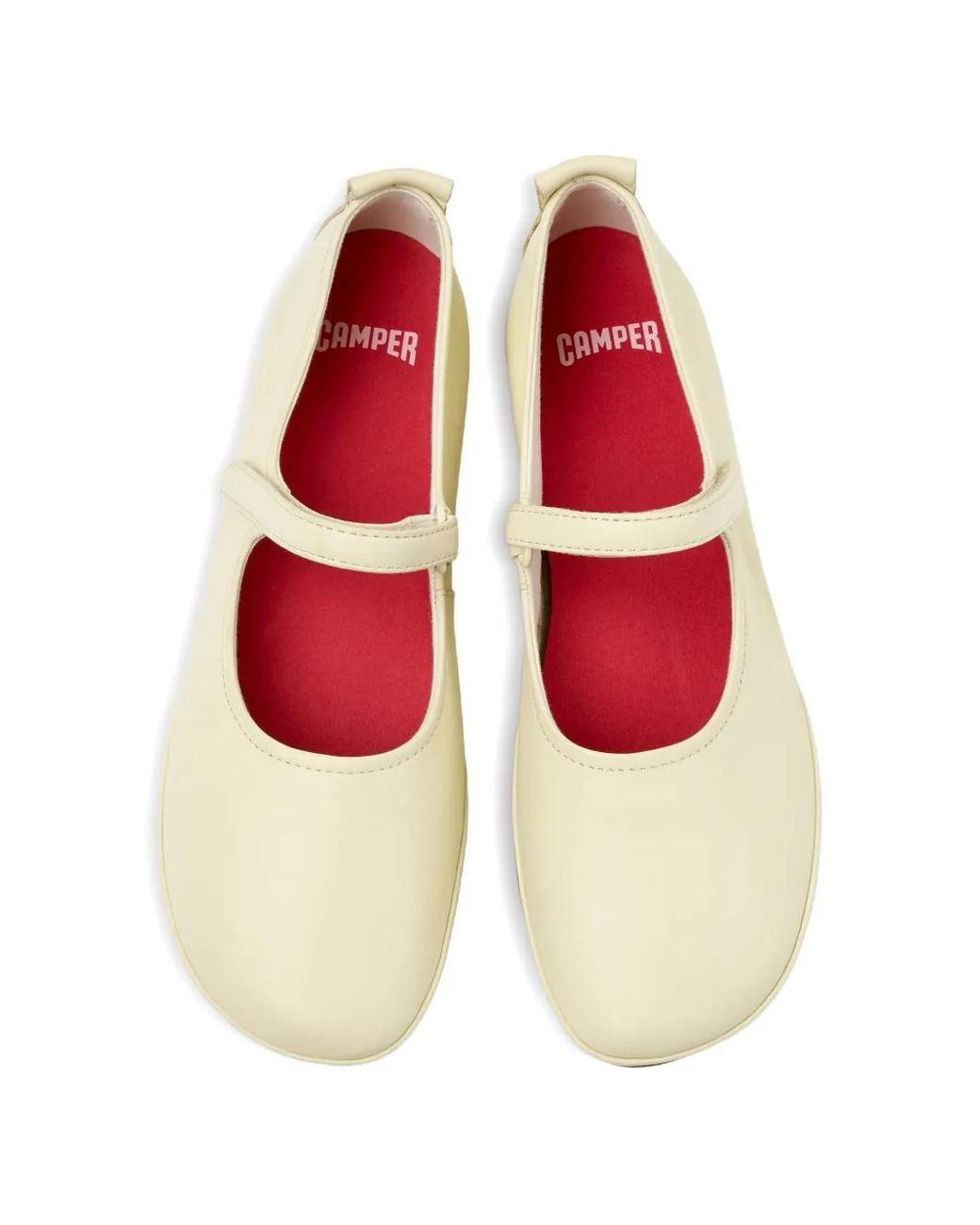 Camper White Right Nina Touch-Strap Ballet Flats