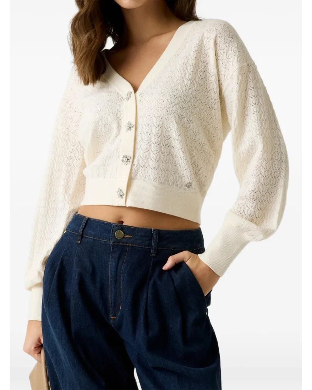 Guess Blue Nina Crystal-Embellished Cardigan