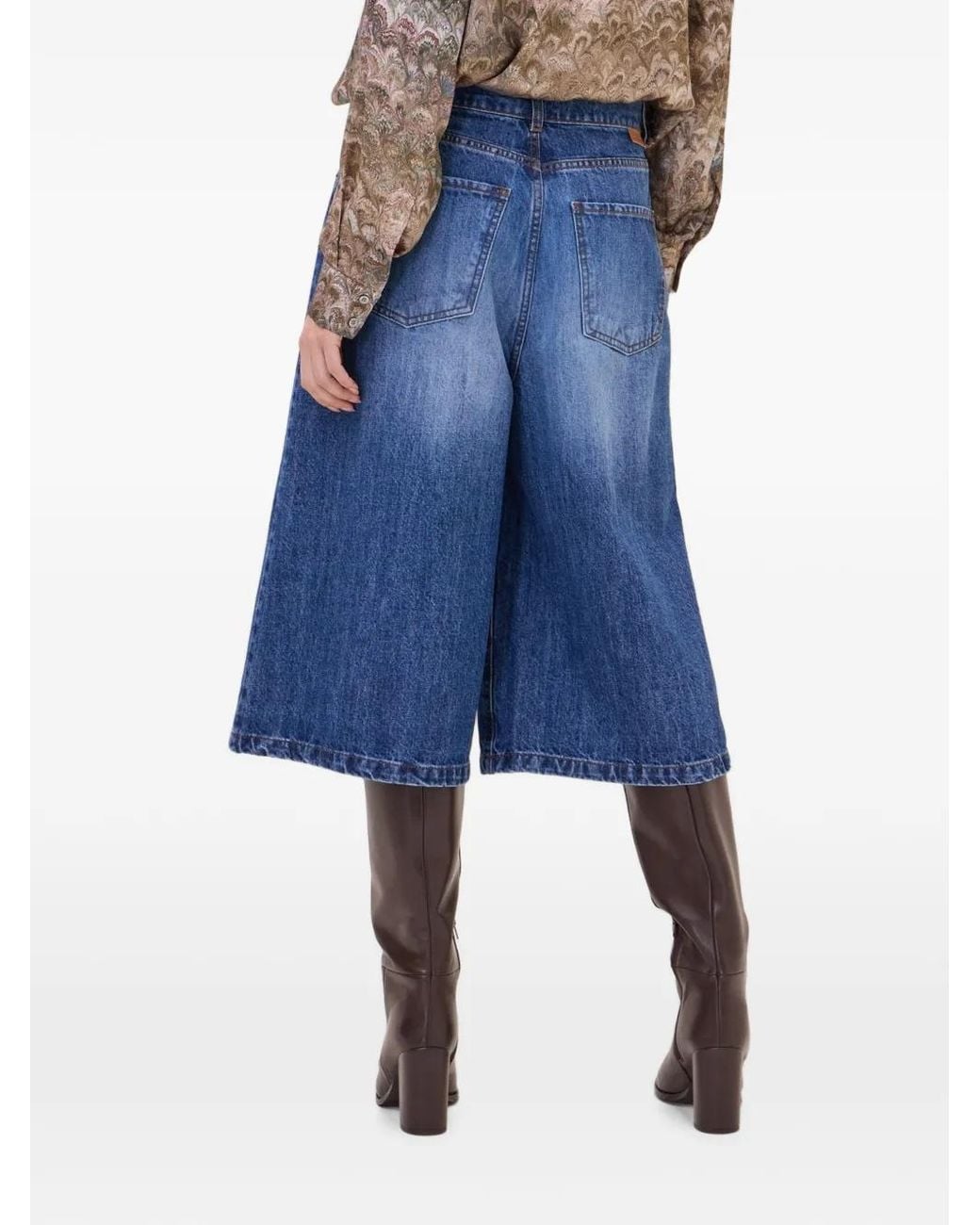 Ottod'Ame Blue Wide-Leg Denim Shorts
