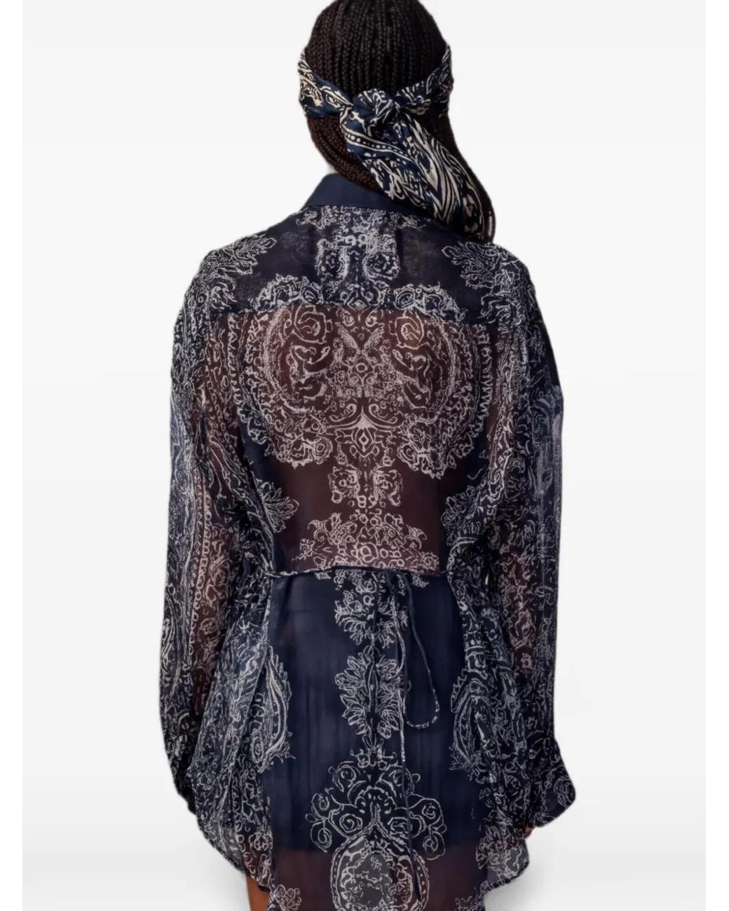 R13 Blue Overlay Drop Abstract-Bandana Shirt
